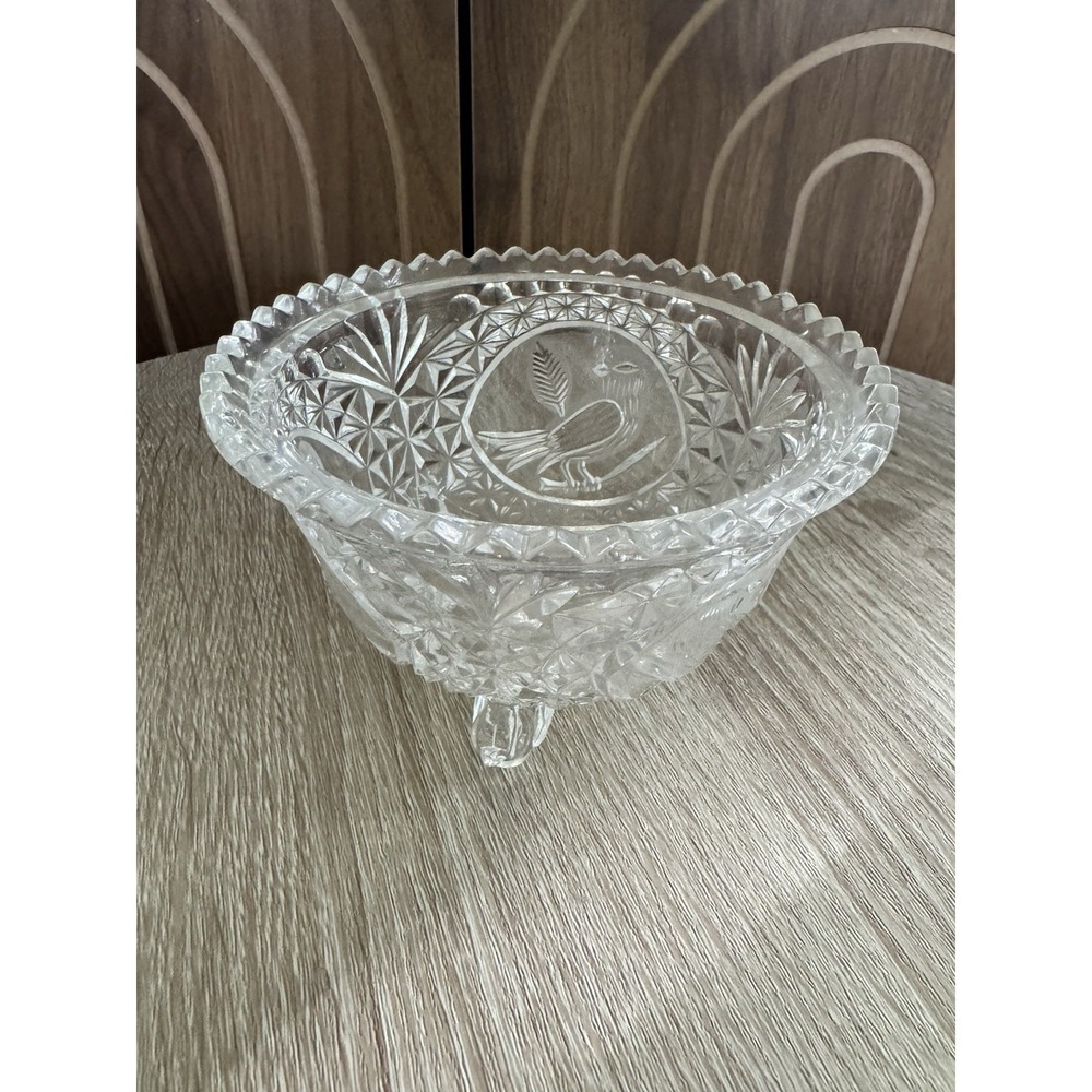 Hofbauer The Byrdes Collection Lead Crystal Footed Bowl Candy Dish Germany CHIP